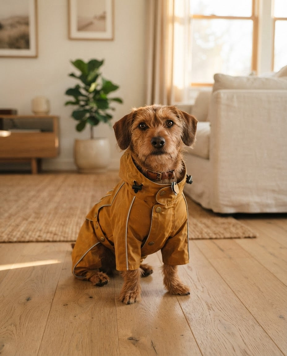 Waxed Cotton Dog Raincoat